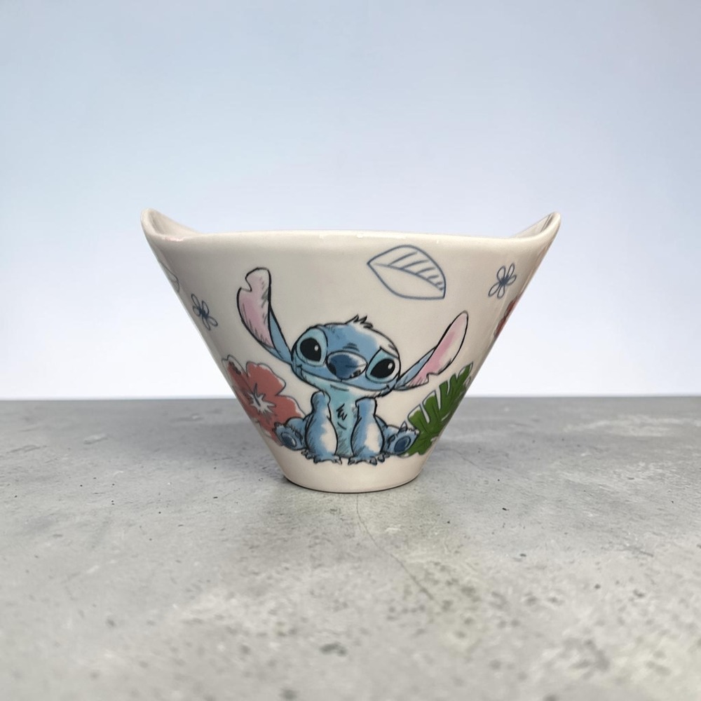 Disney Lilo & Stitch Ceramic Tropical Bowl with Handles Zrike Brands White 4.5"